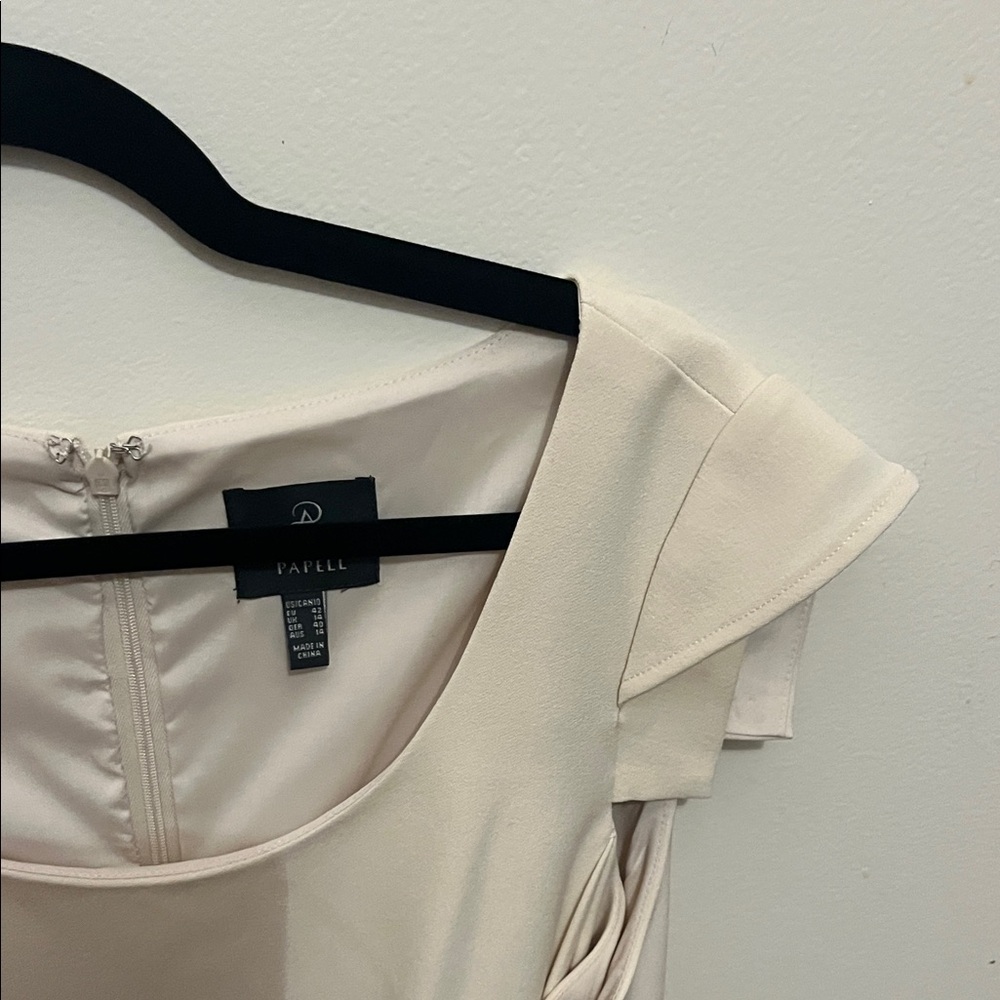 Adrianna Papell Cream Midi Dress with Silver Belt - Picture 4 of 7